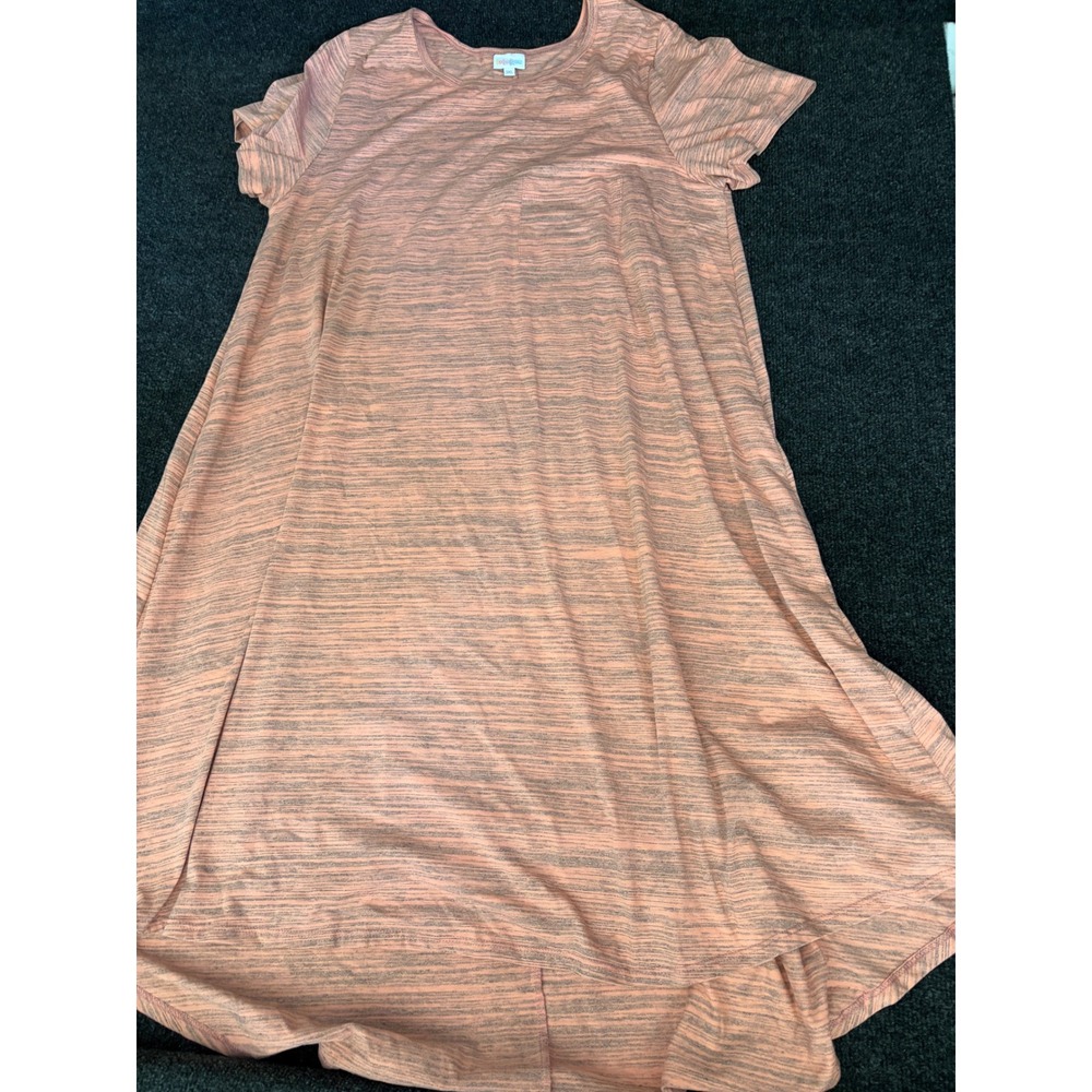 LuLaRoe Carly Dress Womens 3XL Peach Space Dye Heathered Swing High Low Pocket